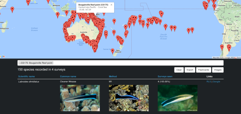 Reef Life Survey Frequency Explorer screenshot