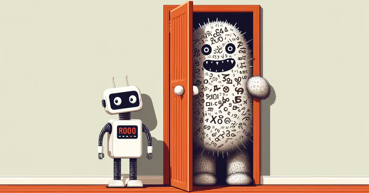 bad data monster with a helpless robot